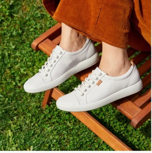 ECCO Womens Soft 7 White Leather Sneakers 7.5 W - Picture 10 of 12